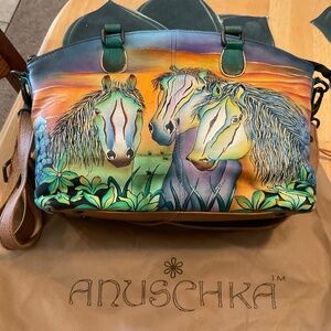 Anuschka Wild Mustang Horse Hand Painted Purse NWT